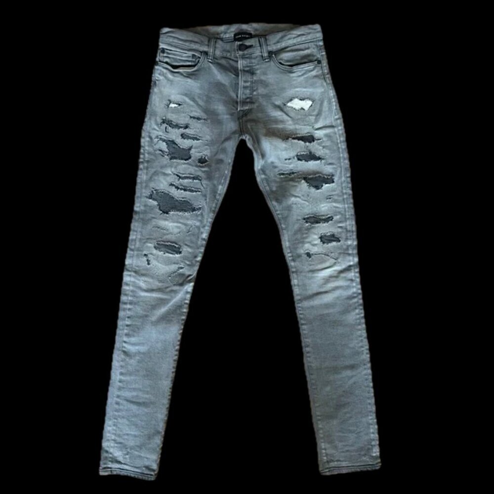 john elliott CAST 2 NWOT GRAY 30W Distressed Men Jeans Japanese Selvedge Denim